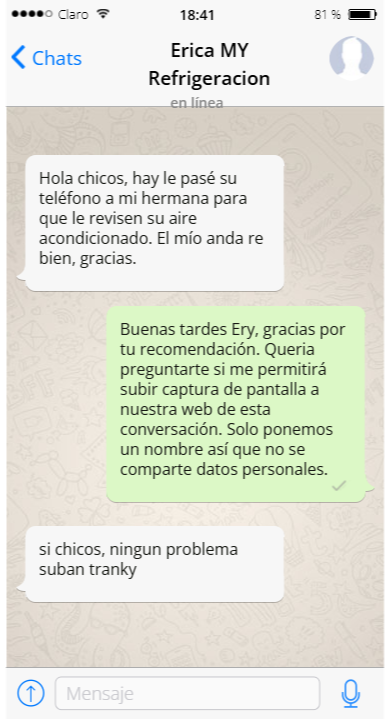 Pantalla app MY Refrigeración